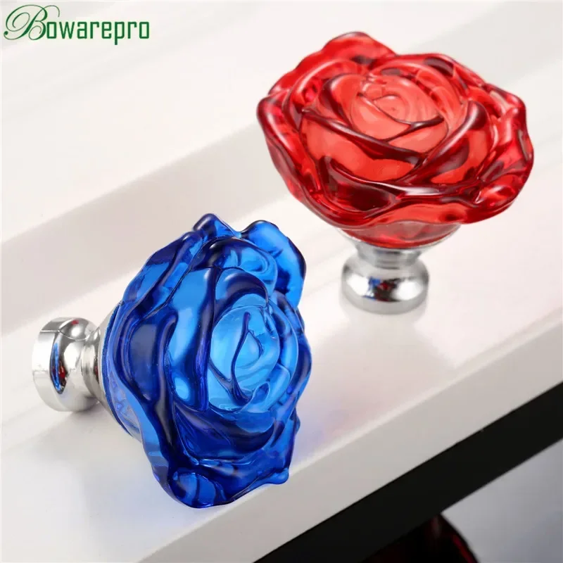 Furniture Hardware Feet - Bowarepro 50MM Kristal Mawar Kaca Menangani